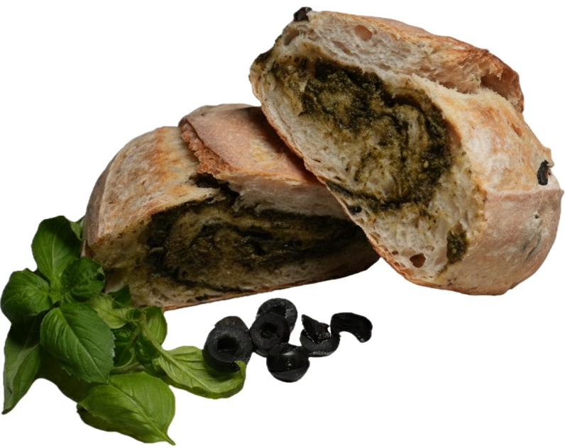 Pesto Olive Sourdough Slices